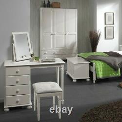 Large Solid 3 Door 4 Drawer Wardrobe in White Bedroom Furniture W130xH185xD56