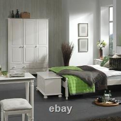 Large Solid 3 Door 4 Drawer Wardrobe in White Bedroom Furniture W130xH185xD56