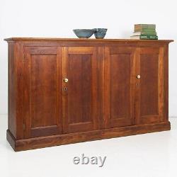 Large Solid English Oak 4 Door School Cabinet C. 1920