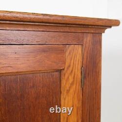 Large Solid English Oak 4 Door School Cabinet C. 1920