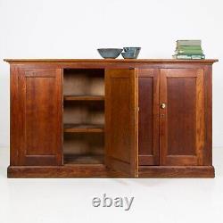 Large Solid English Oak 4 Door School Cabinet C. 1920