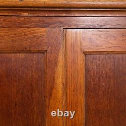 Large Solid English Oak 4 Door School Cabinet C. 1920