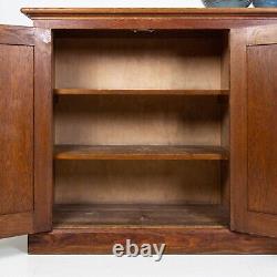 Large Solid English Oak 4 Door School Cabinet C. 1920