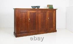 Large Solid English Oak 4 Door School Cabinet C. 1920