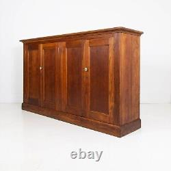 Large Solid English Oak 4 Door School Cabinet C. 1920