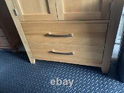 Large Solid Oak Chest Of Drawers with Doors CupBoard Unit Bedroom Bathroom VGC