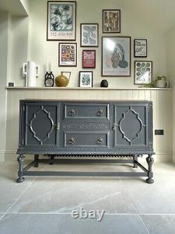 Large Solid Oak Painted Sideboard Kitchen Dresser Modern Decor In Charcoal Grey