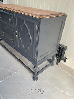 Large Solid Oak Painted Sideboard Kitchen Dresser Modern Decor In Charcoal Grey