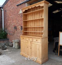 Large Solid Pine Welsh Dresser with Plate Rack Cupboard and Three Drawers