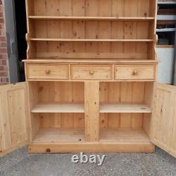 Large Solid Pine Welsh Dresser with Plate Rack Cupboard and Three Drawers