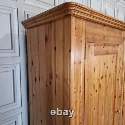 Large Solid Pine Wooden Double Wardrobe & Drawers Country Vintage Farmhouse