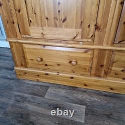 Large Solid Pine Wooden Double Wardrobe & Drawers Country Vintage Farmhouse