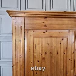 Large Solid Pine Wooden Double Wardrobe & Drawers Country Vintage Farmhouse