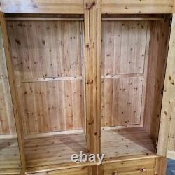 Large Solid Pine Wooden Double Wardrobe & Drawers Country Vintage Farmhouse