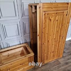 Large Solid Pine Wooden Double Wardrobe & Drawers Country Vintage Farmhouse