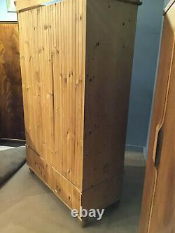 Large Solid Wood Pine Double Wardrobe Bedroom Furniture Drawer 2 Doors Country