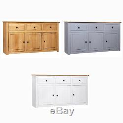 Large Solid Wood Sideboard Cabinet Storage Cupboard Furniture 3 Drawers Doors