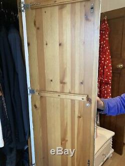 Large Solid Wooden Detailed 3 Door, 4 Drawer Painted White Wardrobe