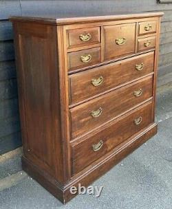 Large Square Fronted Late Victorian Oak Chest Of Drawers