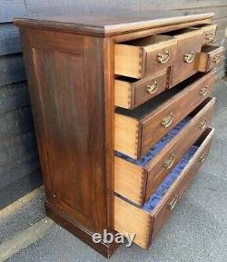 Large Square Fronted Late Victorian Oak Chest Of Drawers