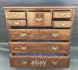 Large Square Fronted Late Victorian Oak Chest Of Drawers