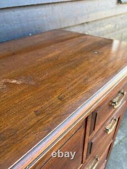 Large Square Fronted Late Victorian Oak Chest Of Drawers