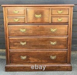 Large Square Fronted Late Victorian Oak Chest Of Drawers