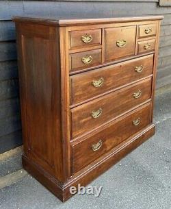 Large Square Fronted Late Victorian Oak Chest Of Drawers