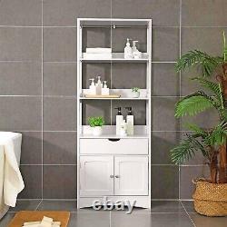 Large Storage Cabinet Modern Kitchen Bathroom Cupboard White Shelving Sideboard