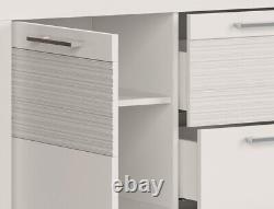 Large Storage Sideboard Dresser Cabinet 3 Drawer 2 Door 151cm White Gloss Flames