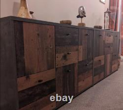 Large Storage Sideboard Vintage Industrial Cabinet Rustic Chest Drawers Cupboard