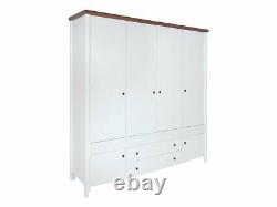 Large Storage Wardrobe Soft Close Doors Drawers White Gloss Solid Wood Top Kalio