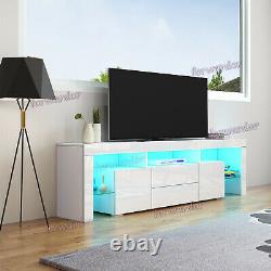 Large TV Unit Cabinet 200 CM WIDTH High Gloss Drawers Doors TV Stand + LED Light