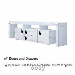 Large TV Unit Cabinet 200CM WIDTH with Doors & Drawers, High Gloss TV Stand LED