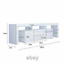 Large TV Unit Cabinet 200CM WIDTH with Doors & Drawers, High Gloss TV Stand LED