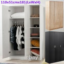 Large Triple Gloss 3 Door 3 Drawer Wardrobes Modern Furniture Bedroom Clothes UK