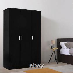 Large Triple Gloss 3 Door 3 Drawer Wardrobes Modern Furniture Bedroom Clothes UK