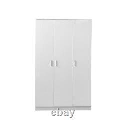 Large Triple Gloss 3 Door 3 Drawer Wardrobes Modern Furniture Bedroom Clothes UK