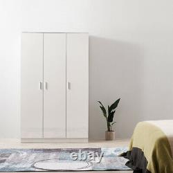 Large Triple Gloss 3 Door 3 Drawer Wardrobes Modern Furniture Bedroom Clothes UK