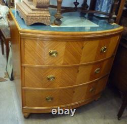 Large Unusual Antique Satinwood Bow Fronted Chest Of Drawers