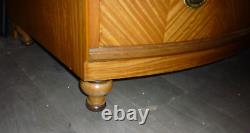 Large Unusual Antique Satinwood Bow Fronted Chest Of Drawers