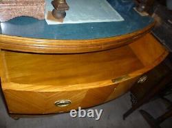 Large Unusual Antique Satinwood Bow Fronted Chest Of Drawers