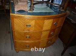 Large Unusual Antique Satinwood Bow Fronted Chest Of Drawers