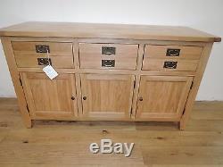 Large Vancouver Premium Solid Oak 3 Drawer 3 Door Sideboard Vxd005ex