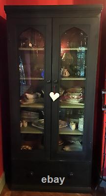 Large Victorian 2 Door Gothic Cupboard 5 shelves over 1 large drawer