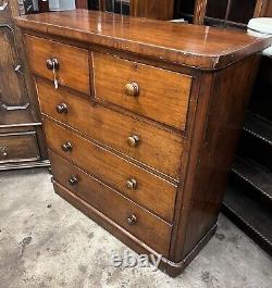 Large Victorian Mahogany & Veneer Chest Of Drawers