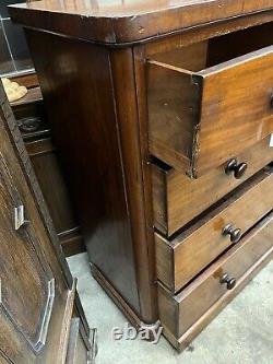 Large Victorian Mahogany & Veneer Chest Of Drawers