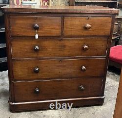 Large Victorian Mahogany & Veneer Chest Of Drawers