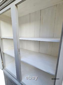 Large Vintage Antique Pine Glazed Housekeepers Cupboard Dresser Bookcase Display