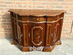 Large Vintage Inlaid Veneered Wood Display Cabinet Glass Doors COLLECTION ONLY